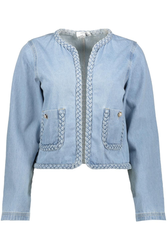 VMHENRIETTE LS BRAIDED DENIM JACKET 10329293 LIGHT BLUE DENIM